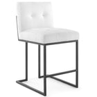Modway Privy Black Stainless Steel Upholstered Fabric Counter Stool - Black White - Set of 2-Matte Black Stainless Steel Geometric Base