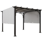 Outsunny 10 ft W x 10 ft L Outdoor Pergola Patio Gazebo Canopy - White-10' x 10' pergola with sliding canopy creates a spacious and comfortable space