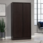 Sauder Merton Hall Large Storage Cabinet - Dakota Oak-Adjustable shelving: Two adjustable shelves and one fixed shelf behind each door create versatile storage options. Swing-out storage door features three adjustable and three fixed shelves