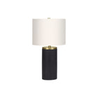 Monarch Specialties 24" H Table Lamp - Black Concrete / Ivory / Cream Shade-This contemporary and stylish 24"h table lamp is designed with an eye-catching cylinder base crafted in a ribbed black concrete texture accented with gold metal, topped with an elegant ivory linen drum shade and finished with a gold finial