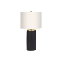 Monarch Specialties 24" H Table Lamp - Black Concrete / Ivory / Cream Shade-This contemporary and stylish 24"h table lamp is designed with an eye-catching cylinder base crafted in a ribbed black concrete texture accented with gold metal, topped with an elegant ivory linen drum shade and finished with a gold finial