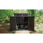 Suncast Modernist Storage Shed - 7' x 7' - Peppercorn/Black-Pad lockable doors keep contents safe and secure, lock not included.
