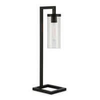 Hudson&Canal Malva 26" Tall Table Lamp with Glass Shade - Blackened Bronze/Seeded-Modern and contemporary design for your living room, workspace, or bed side table