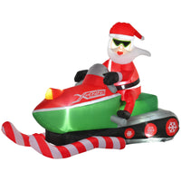 HOMCOM Lit Inflatable Santa on Snowmobile Christmas Yard Decoration-The fashionable design with Santa Claus driving a snowmobile creates a festival atmosphere 
