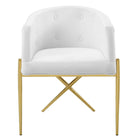 Modway Savour Performance Velvet Accent Dining Armchair - White - 2 Pack-Chair Weight Capacity: 300 lbs.