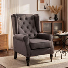 HOMCOM Fabric Accent Chair with Wood Legs - Rolled Arms for Bedroom - Brown-Button-tufted wing back with rolled arms brings elegant charming

