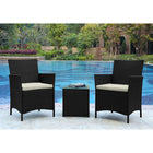 Manhattan Comfort Imperia Modern Patio 2-Person Seating Group 3-Piece Set with End Table - Grey/Cream-End Table Dimensions Measure: 15.75" Width, 15.75" Depth, 16.93" Height
