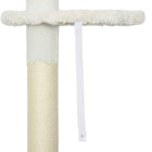PawHut 88.5" - 100.5" Floor-To-Ceiling Cat Tree with Scratching Posts - Cream White-Plush fleece upholstery for comfort 