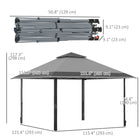 Outsunny 13 ft W x 13 ft L Outdoor Pop-Up Party Tent Canopy with Top Vent - Grey-Center lift hook design for opening and contracting the top stand manually