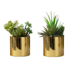 Monarch Specialties 7" Artificial Indoor Succulent Green Plants - Table - Glossy Gold Pots - Set of 2-Set of 2 life-like, 7" tall artificial succulent plants in chic 3" glossy gold pots, top dressed with real pebble rocks