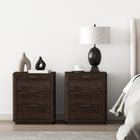 Manhattan Comfort Evelyn 20" Modern 3-Drawer Nightstand 2-Piece Set - Brown-Includes 3 Full Extension Drawers