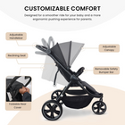 MotionGrey Jogger Foldable 3-Wheel Baby Stroller with Canopy and 5-Point Harness - Black-Integrated canopy provides added coverage while the black design keeps the stroller versatile