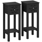 HOMCOM Nightstand - Black - Set of 2-Side tables with drawers and shelves keep essentials organized
