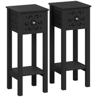 HOMCOM Nightstand - Black - Set of 2-Side tables with drawers and shelves keep essentials organized