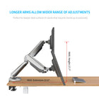 ShoppingAll Adjustable Dual Gas Spring Arm Monitor Desk Mount Stand - Silver-7
