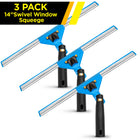 Gritt Commercial 14" Swivel Window Squeegee with Quick Release - 3 Pack-Handle swivels 180° to reach tight corners, edges and sills