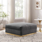 Modway Sanguine Channel Tufted Performance Velvet Modular Sectional Sofa Ottoman - Grey-Vertical Channel Tufting