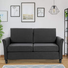 HOMCOM 56" Loveseat Sofa with Wooden Legs - Dark Grey-Anti-slip mats protect both the feet and floors from scratches
