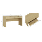 Manhattan Comfort Grace 54" Modern Desk - Natural Oak and Gold-Horizontal Glam Drawer Handles Made of Metal with a Choice of Black or Gold Finish