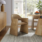 Modway Talia Vegan Leather Dining Armchair - Toast-Wide Angular Armrests