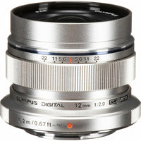 Olympus M.Zuiko Digital ED 12mm f/2 Lens - Silver-12mm Focus Length