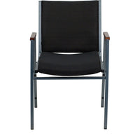 Flash Furniture HERCULES Series Heavy Duty Black Dot Fabric Stack Chair with Arms-Multipurpose Stack Chair