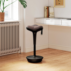Vinsetto Swivel Standing Backless Wobble Stool Chair - Brown-Easily adjust seat height by pulling the strap, suitable for bar height, counter height, or standing