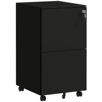 Vinsetto Steel Letter/A4/Legal Filing Cabinet with Hanging Bar - Black-2 drawers store your office supplies
