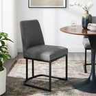 Modway Amplify Sled Base Upholstered Fabric Dining Side Chair - Black/Charcoal-Dense Foam Padding