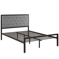 Modway Mia Fabric Full Bed - Brown Grey-Platform bed frame with headboard