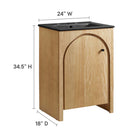 Modway Appia 24" Bathroom Vanity - Oak/Black-Plumbing Cut-Out