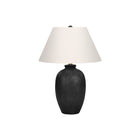 Monarch Specialties 24" H Table Lamp - Black Ceramic / Ivory / Cream Shade-Designed in a vase-like shape, this 24"h textured, black ceramic table lamp topped with an ivory linen empire shade and finished with a round black finial on top, will bring fashionable, modern style to any living room, bedroom, or office space