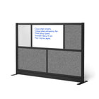 Luxor Modular Wall with Whiteboard - 70" W x 48" H - Segmented Black Frame, Frosted Acrylic, Cool Grey PET-Creates semi permanent privacy in shared spaces