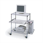 Luxor 42" Chrome Wire Mobile Computer Workstation with Pull-out Keyboard Tray and CPU Holder-Pull-out keyboard tray and mouse platform