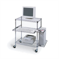 Luxor 42" Chrome Wire Mobile Computer Workstation with Pull-out Keyboard Tray and CPU Holder-Pull-out keyboard tray and mouse platform