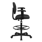 Flash Furniture Black Patterned Fabric Drafting Chair with Adjustable Arms-Mid-Back Design
