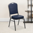 Flash Furniture HERCULES Series Crown Back Stacking Banquet Chairs in Navy Vinyl with Silver Vein Frame - 4 Pack-CA117 Fire Retardant Foam