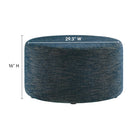 Modway Callum Large 29" Round Woven Heathered Fabric Upholstered Ottoman - Heathered Weave/Azure-Dense Foam Padding