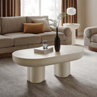 Modway Caspian Oval Concrete Coffee Table - White-MDF Construction