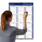 Brownline 2026 Yearly Wall Calendar - 36" x 24" - Blue - English-Countdown of days passed and days to come, highlights holidays and phases of the moon
