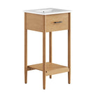 Modway Zaire 18" Bathroom Vanity - Natural/White-MDF and Rubberwood