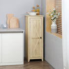 HOMCOM 48" H Kitchen Pantry Cabinet with Barn Door - Natural Wood-Compact size suits limited spaces 