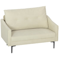 HOMCOM 2 Seater Loveseat Sofa with Button Tufted Back - Cream White-High-resilience foam offers comfortable support, relieving fatigue