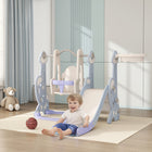 Qaba 4-in-1 Toddler Slide and Swing Set with Basketball Hoop and Climber - Light Blue-Includes a swing, slide, climber, and basketball hoop for endless fun 