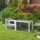 PawHut Outdoor Wooden Rabbit Hutch - Grey-Featuring upper living space and detachable running area on the lower level 