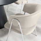 Modway Nella Upholstered Performance Velvet Dining Chair - Almond/Silver - 2 Pack-Tapered Metal Legs