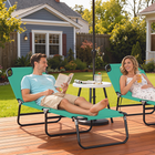 Outsunny Folding Lounge Chair - 5 Position Sun Tanning Chair - Dark Green-Made with a strong metal frame and Oxford cloth for dependable construction