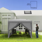 Outsunny 10' ft W x 10 ft L Outdoor Pop Up Party Tent with Carrying Bag - Light Grey-Constructed with the powder coated steel frame in superior strength and durability