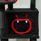 PawHut 60" Tall Gothic Cat Tree Tower with Coffin Bed - Black-Colour: Black, Red 