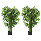 HOMCOM 4.6' Artificial Bamboo Tree for Home Decor - Green - 2 Pack-Set of two artificial bamboo plants adds a beautiful, realistic touch 